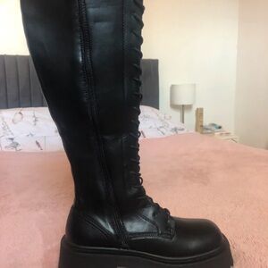 ASOS Black Over the Knee Boots with Lace Detail